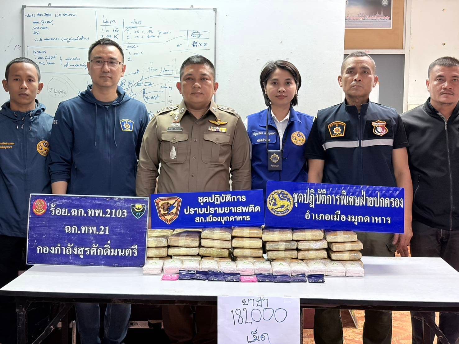 สนธิกำลังจับล็อตใหญ่! สภ.เมืองมุกดาหาร รวบ 2 วัยรุ่น คาเก๋งสวมทะเบียน ขนยาบ้ากว่า 1.8 แสนเม็ด